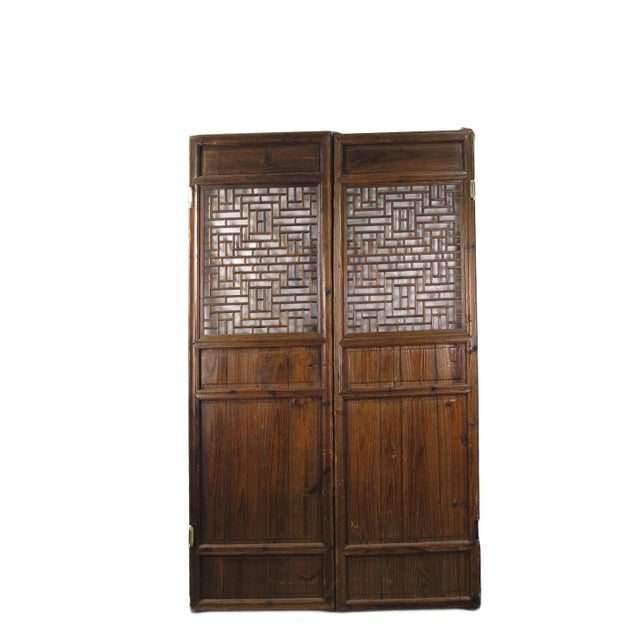 Pair of Antique Chinese Double Happinese Lattice Door For Sale - Image 9 of 9