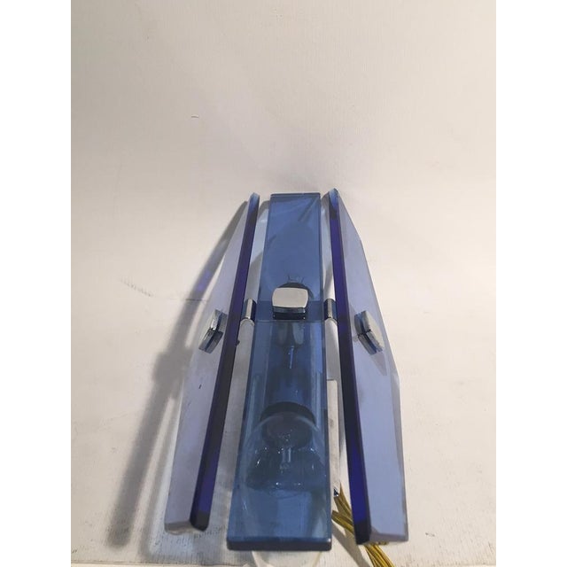 Vintage 3-Glass Wall Lamps from Veca, Azzurro, Italy, 1960s, Set of 2 For Sale - Image 4 of 6
