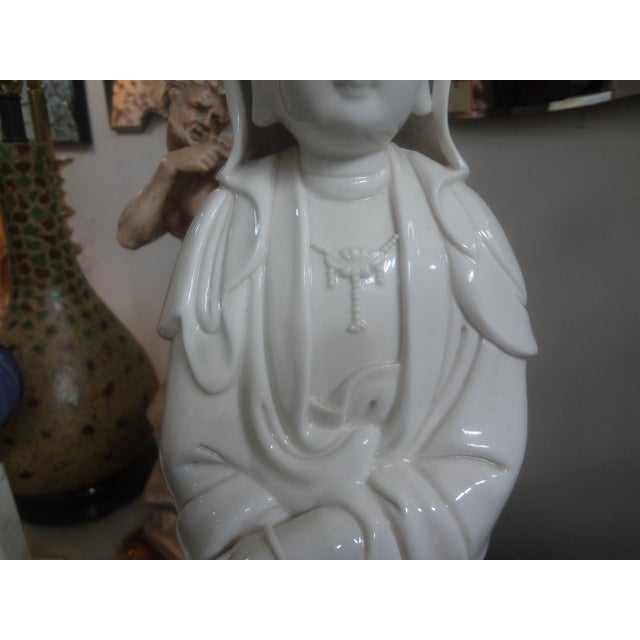 1950s Chinese Blanc De Chine Guan Yin With Dragon For Sale - Image 5 of 13