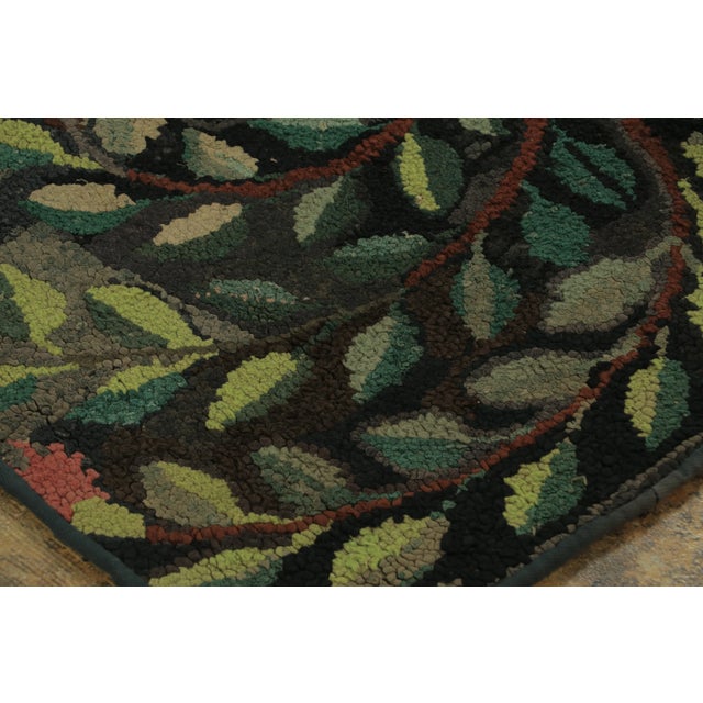Traditional Antique Hooked Runner With Striking Flowers & Vinery in Red & Green - Rug & Kilim For Sale - Image 3 of 7