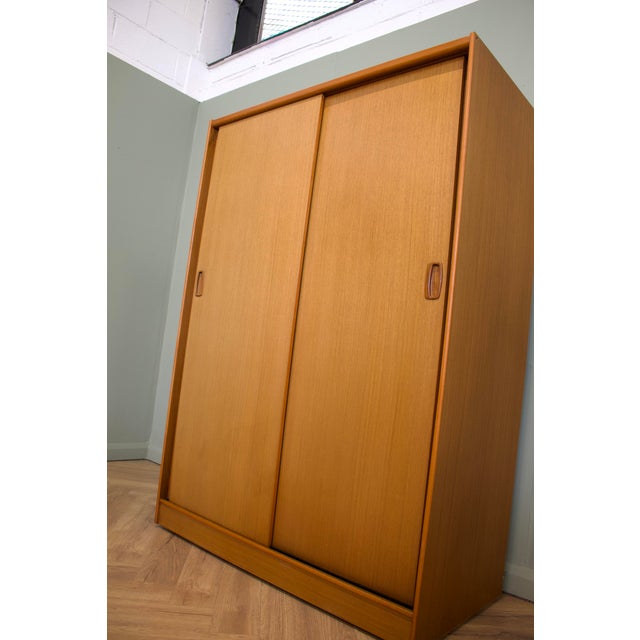 Wood Teak Double Sliding Door Wardrobe from Austinsuite, 1960s For Sale - Image 7 of 11