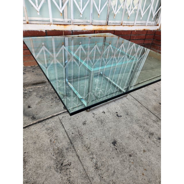 1980's Modern Chrome and Glass Coffee Table For Sale In Los Angeles - Image 6 of 9