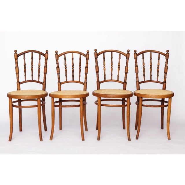Vintage Austrian Bentwood Chairs from Jacob & Josef Kohn, 1950s, Set of 4 For Sale - Image 10 of 10