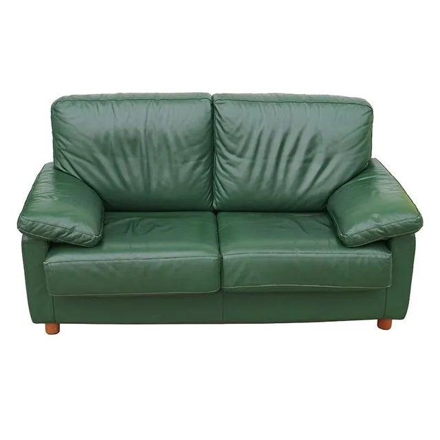 1960s Vintage Green Leather Sofa, 1960s For Sale - Image 5 of 5