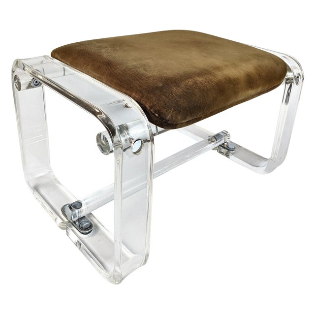 Vintage Lucite Stool Ottoman For Sale - Image 13 of 13