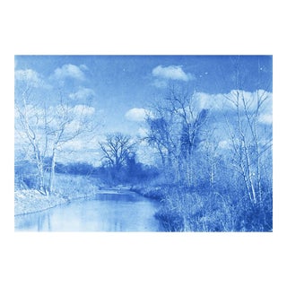 Vintage Cyanotype Blue Landscape Photograph For Sale
