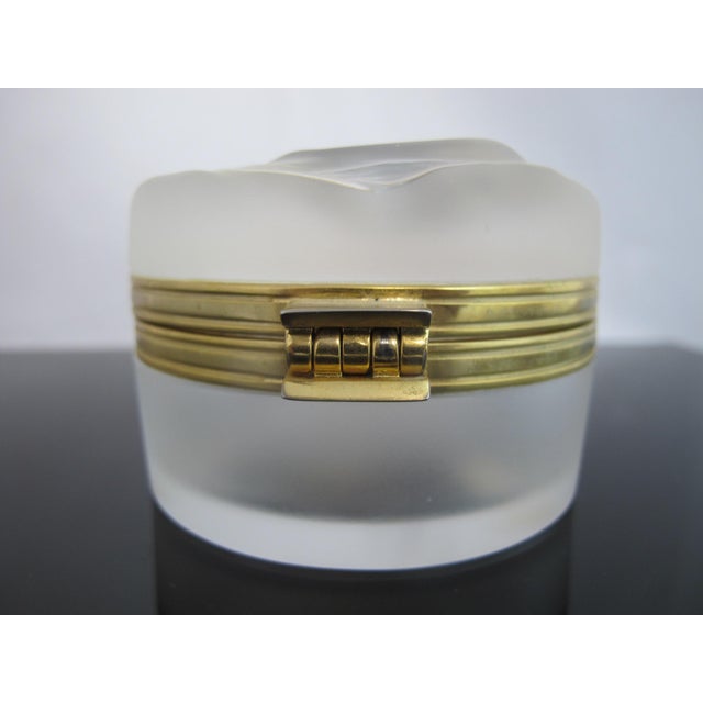 Art Deco Lalique France Crystal Nude Daphne Powder Jar or Trinket Box With Hinged Lid For Sale - Image 3 of 11