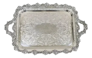Antique Old English Repro 6589 Silver Plated Grapevine Serving Platter Tray