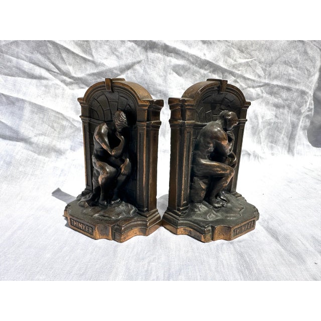 Auguste Rodin Brass Thinker Bookends-A Pair For Sale - Image 4 of 4