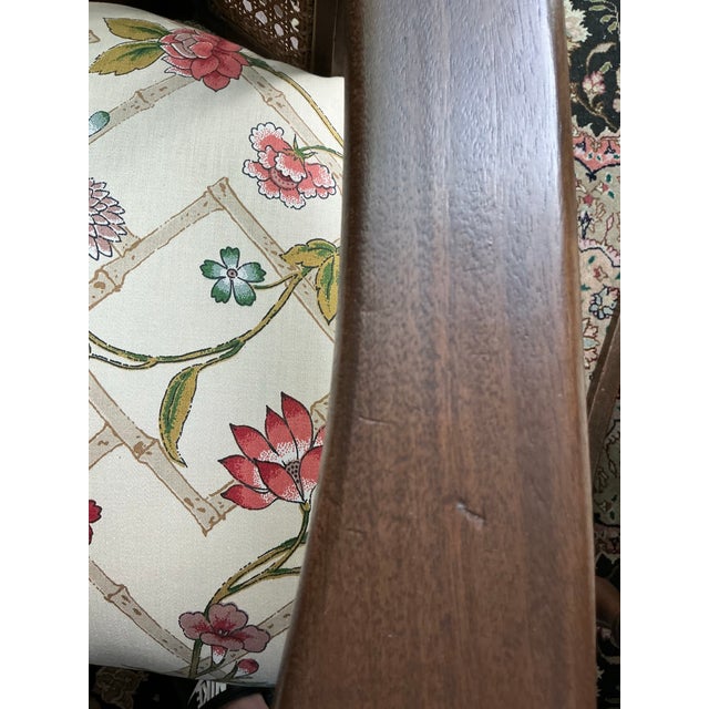 Pair of Vintage Cane‑Back Floral Rocking Armchairs For Sale - Image 11 of 12