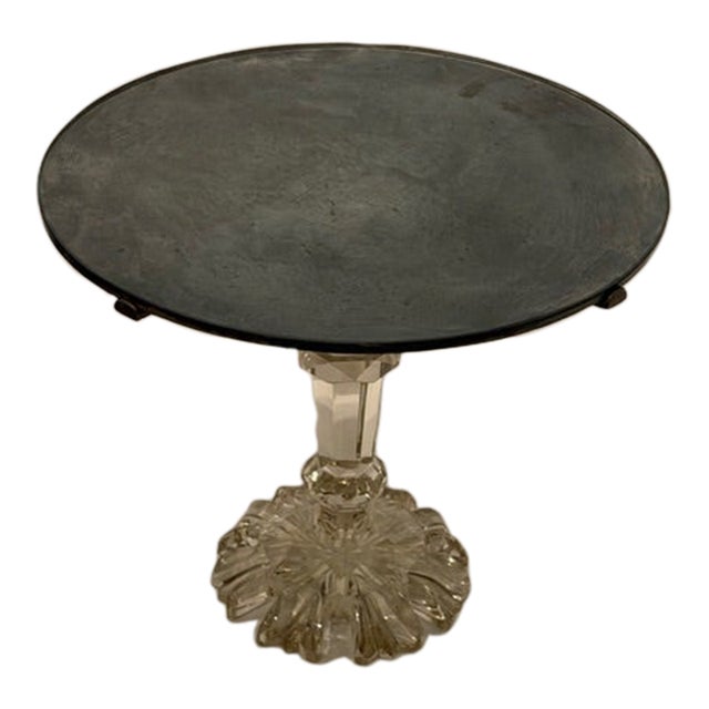 Round Cut Crystal Base Side Table For Sale