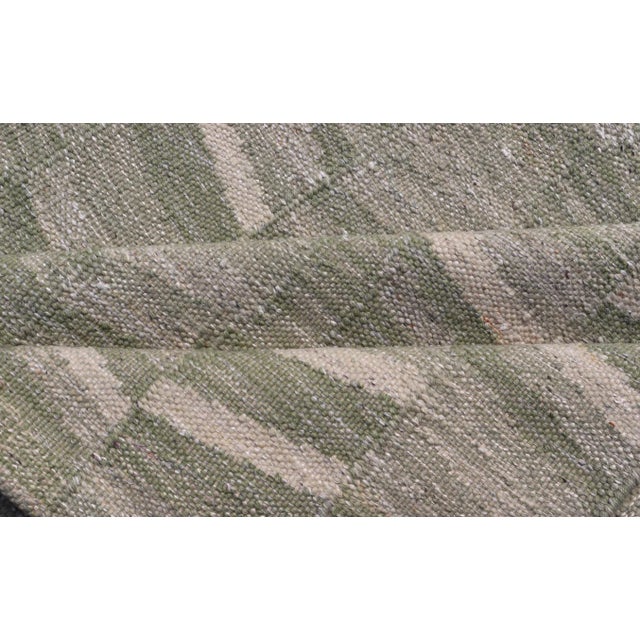 Scandinavian/Swedish Flat Weave Rug in Green Tones by Keivan Woven Arts 9'2 X 12 For Sale - Image 9 of 10