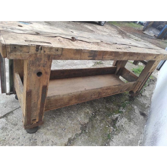 Carpenter's Workbench in Beech, 1940s For Sale - Image 11 of 16
