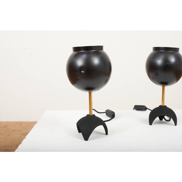 Metal Table Lamps with Black Cast Aluminum Base, Set of 2 For Sale - Image 7 of 13