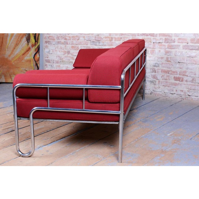 Bauhaus Sofa in Chrome and Upholstery by Hynek Gottwald, Czech, 1930s For Sale - Image 16 of 18
