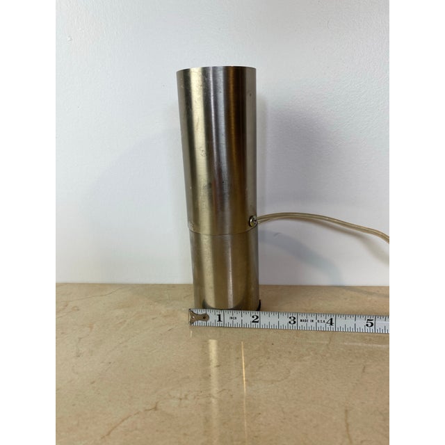 Vintage Mid-Century Modern Brushed Metal Cylinder Accent Uplight Lamp For Sale - Image 11 of 11