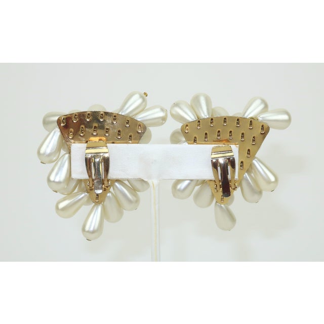 Art Deco Faux Pearl Grape Cluster Earrings, 1980's For Sale - Image 3 of 6