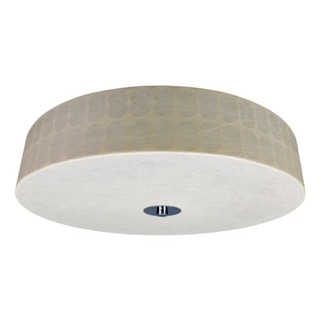 Large Mid-Century Modern Round White Cocoon Flush Mount from Goldkant Leuchten, 1960s For Sale