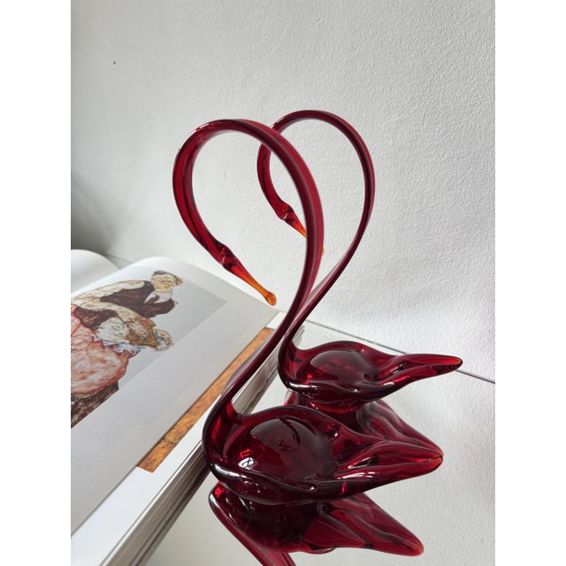 Ruby Red Art Glass Swans from Made Murano Glass, 1970s, Set of 2 For Sale - Image 11 of 13
