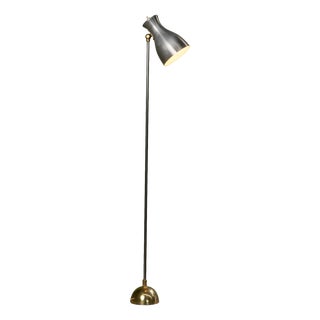 Model 57/416 Floor Lamp in Brass, Nickel-Plated Steel, and Aluminum by Dieter Schulz for Wohnbedarf AG, Switzerland, 1950s For Sale