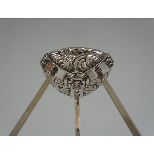 Metal French Art Deco Pendant Light by Muller Freres 1930 France For Sale - Image 7 of 8
