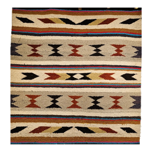 Vintage Navajo Saddle Blanket, Band Pattern, Native American Wall Art, 3x3