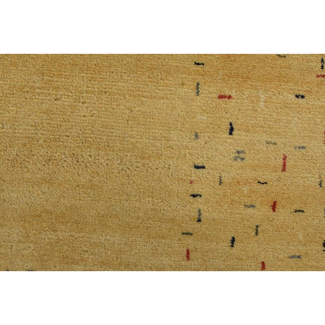 Gabbeh Rug 5’6” X 7’6” Gold Wool Contemporary Hand-Knotted Carpet For Sale - Image 4 of 13