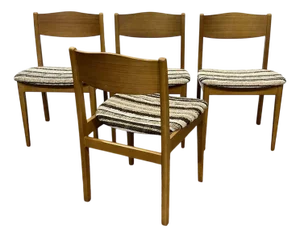 Vintage English Chairs in Blond Oak, 1970s, Set of 4