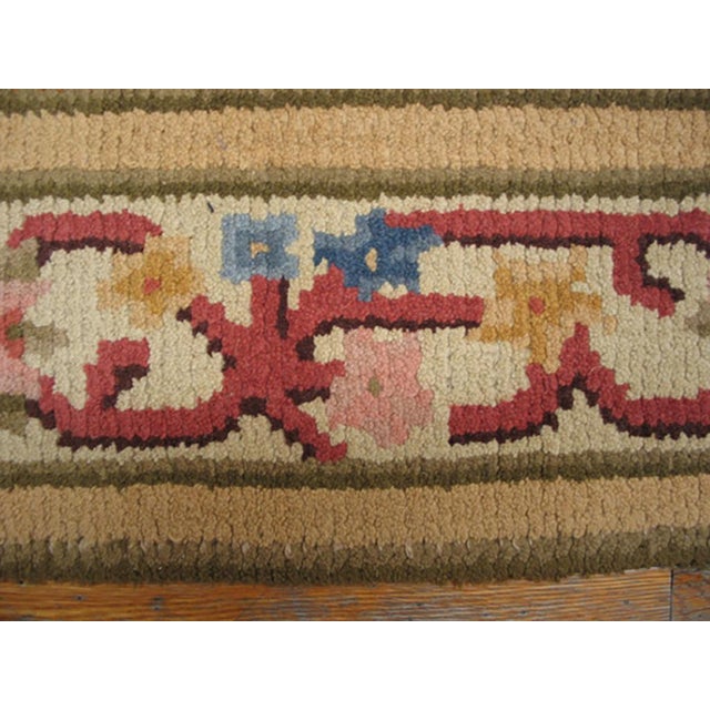 1950s Yellow Saffron Floral Vintage Savonnerie Rug 4'0" X 16'0" Handknotted Wool Carpet For Sale - Image 4 of 6