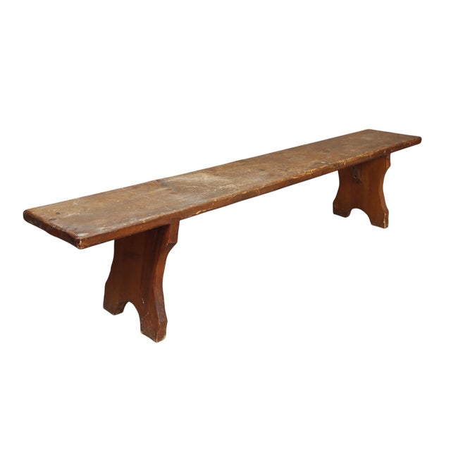 Brown Late 19th Century Rustic French Pine Bench For Sale - Image 8 of 8