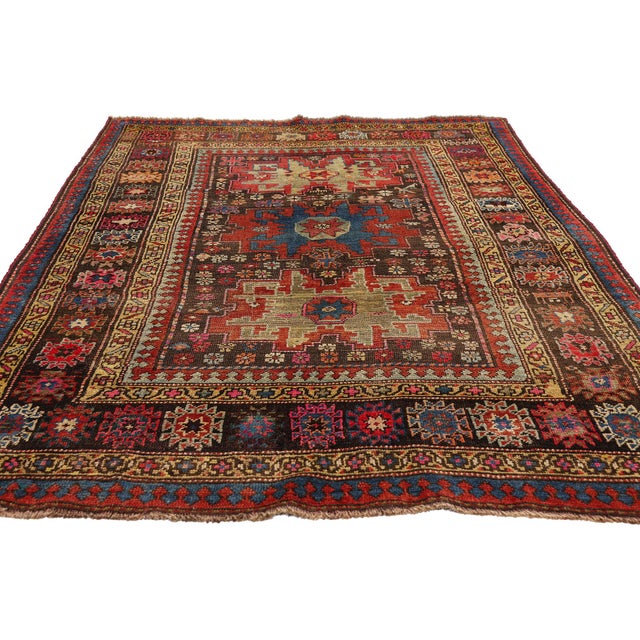 Tribal Late 19th Century Caucasian Kurd Rug, 04'02 X 06'10 For Sale - Image 3 of 10