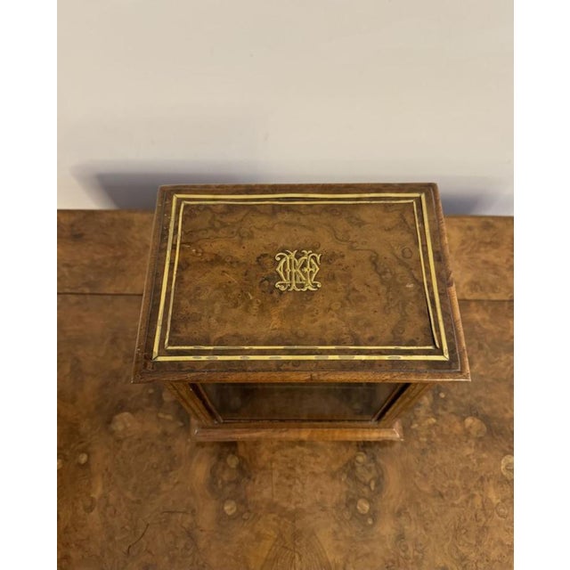 Mid 19th Century Victorian Burr Walnut and Brass Table Cabinet, 1860s For Sale - Image 5 of 8