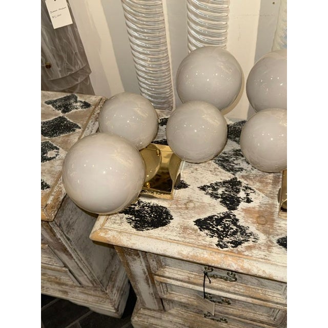 Metal Pair of Murano Grey Ball Cloud Sconces For Sale - Image 7 of 8