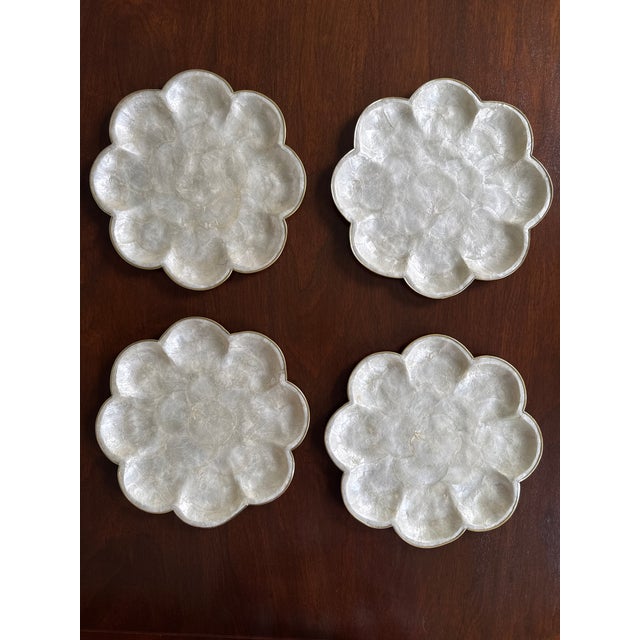 Mid-Century Modern Vintage Capiz Shell Platter - Set of 8 For Sale - Image 3 of 12