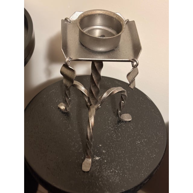 Mid-Century Modern Swedish Sculptural Wrought Iron Tealight Holder by Eric Dalmas for Dala Industri For Sale - Image 3 of 8