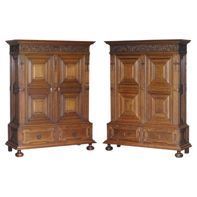 English Oak Victorian Cupboards from Gillows Lancaster, Set of 2 For Sale