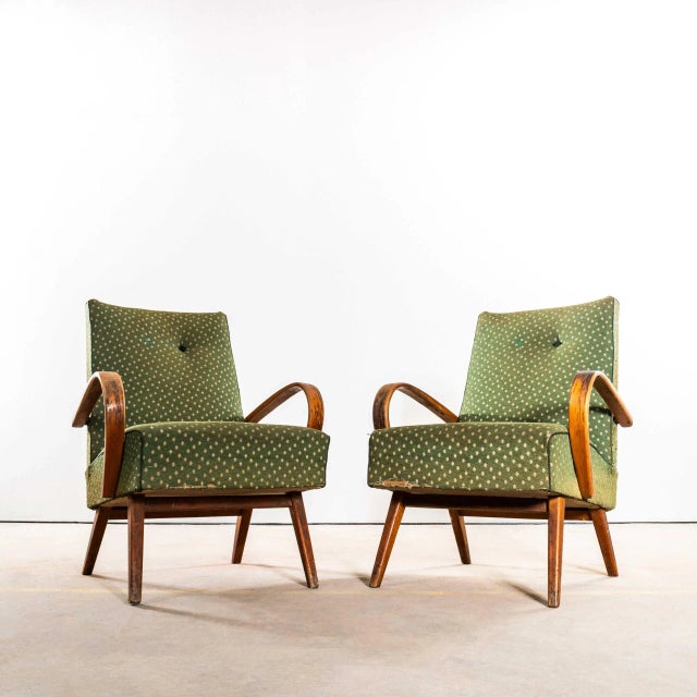 Armchair in Chevron Slub Jacquard Upholstery by Jaroslav Šmídek, 1950s For Sale - Image 3 of 10