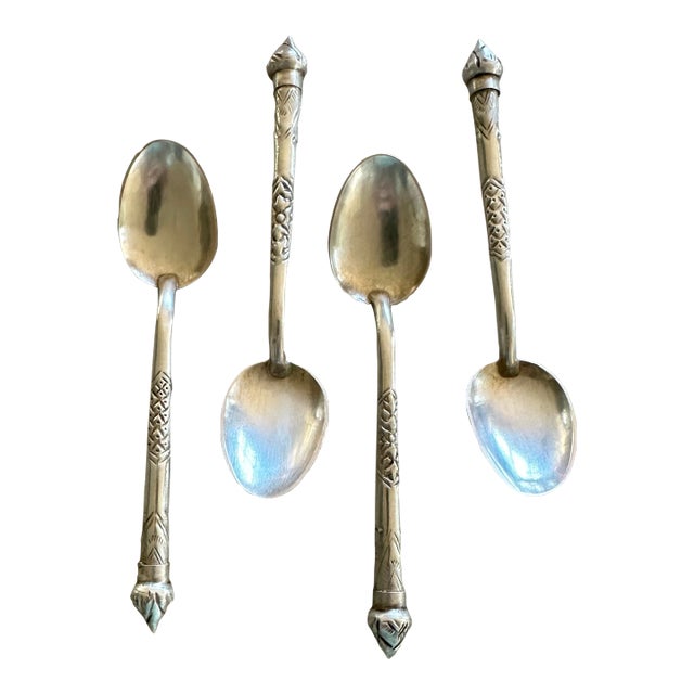 1960s Cambodian Silver Spoons- Set of 4 For Sale
