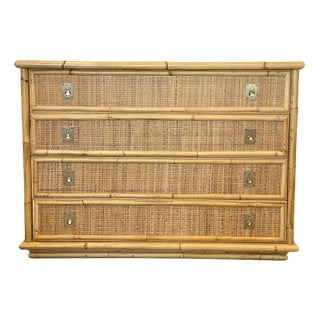 Wicker and Bamboo Chest of Drawers from Dal Vera, 1970s For Sale