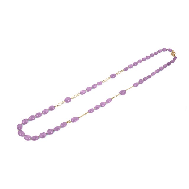 BEYOND' Amethyst Tumbles Chain Link Necklace with Rondels in 18KT Rose Gold. Approx Wt. AM-675.68cts. Length-38".