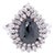 3.01 Carat Black and White Diamond Double Halo 14 Karat White Gold Bridal Ring, Size 7 For Sale