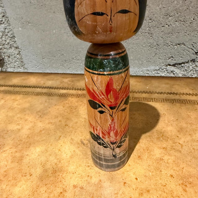 Folk Art Japanese Kokeshi Doll Traditional Wooden Folk Art From Tohoku Region For Sale - Image 3 of 12