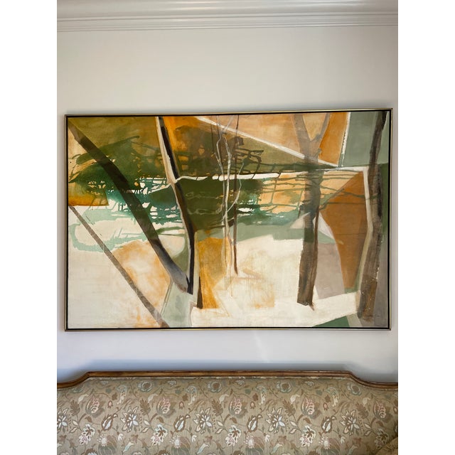 Mid 20th Century "North West Corner I" Abstract Acrylic Painting on Linen by Audrey Shrik, Framed For Sale - Image 9 of 9