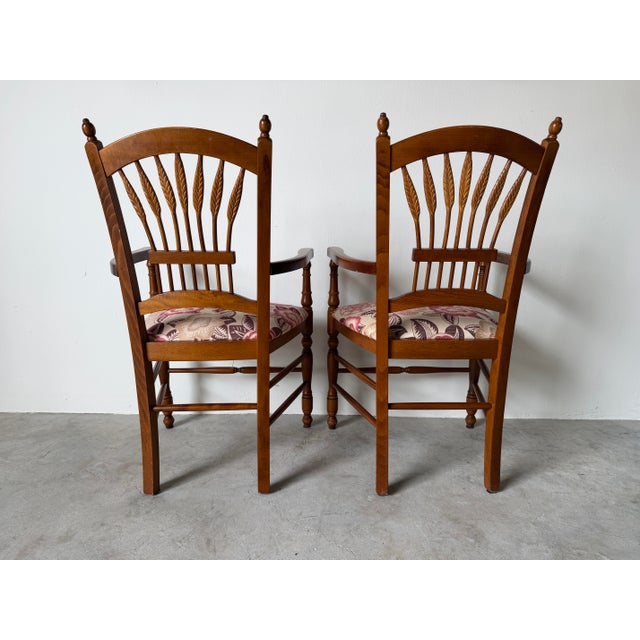 Wood Vintage Italian Country French Provincial Wheat Sheaf Back Dining Chairs – Set of 6 For Sale - Image 7 of 12