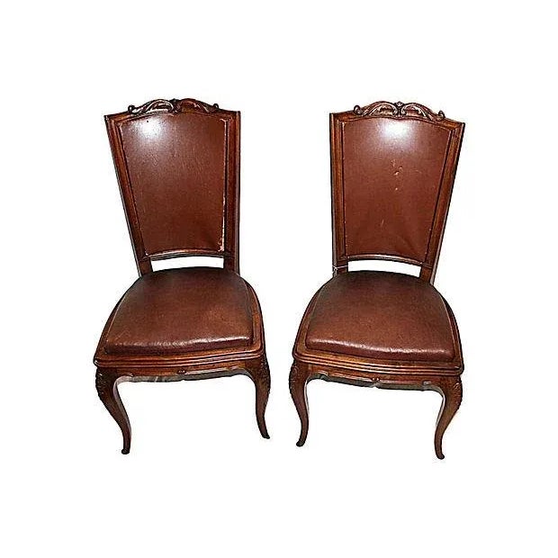 Wood French Walnut Side Chairs - A Pair For Sale - Image 7 of 13