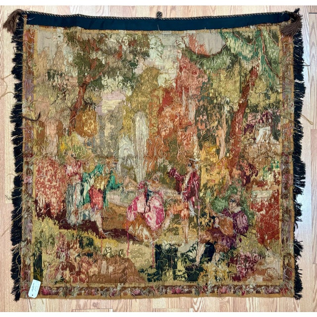Textile Early 20th-Century Belgian Figural Tapestry 4'4" X 4'5" For Sale - Image 7 of 7