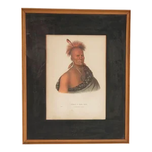 Hand-Colored Engraving of American Indians, 19th Century