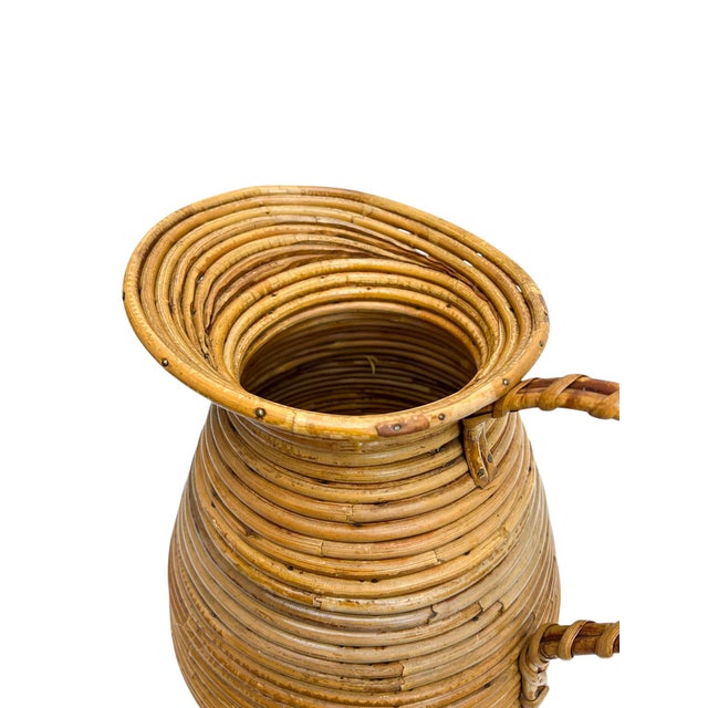 Contemporary French Pencil Reed Rattan Vase, 1950s For Sale - Image 3 of 18