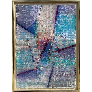 Paul Maxwell, Large Modern Abstract Cast Stencil Painting Paul Maxwell Mod Constructivist Neon, 1989 For Sale