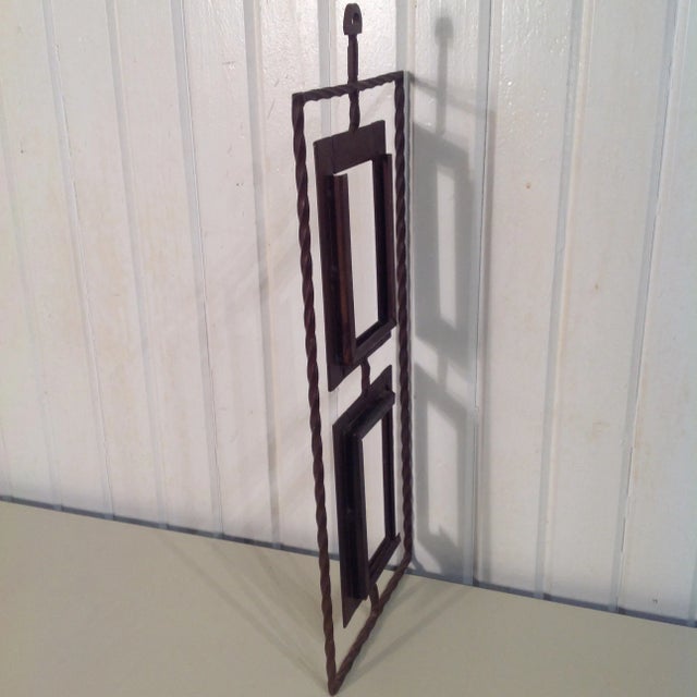 Early Rustic Hand Wrought Iron Double Frame For Sale - Image 4 of 4